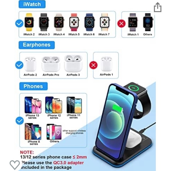 Zubarr three in one foldable wireless charger. NWOT - Picture 2 of 5